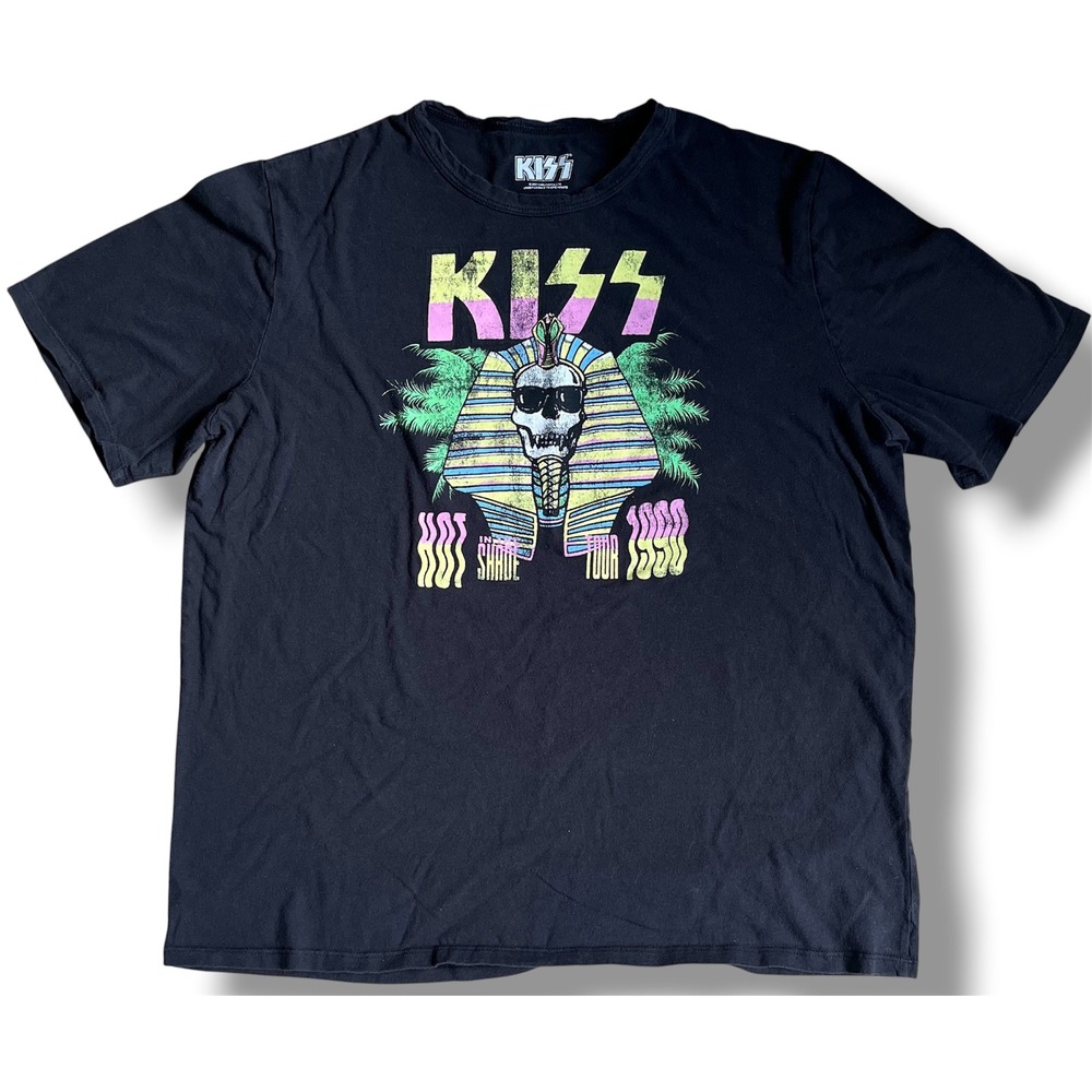 KISS Hot In The Shade Tour 1990 Graphic T-Shirt Black XL Egyptian Pharaoh Skull